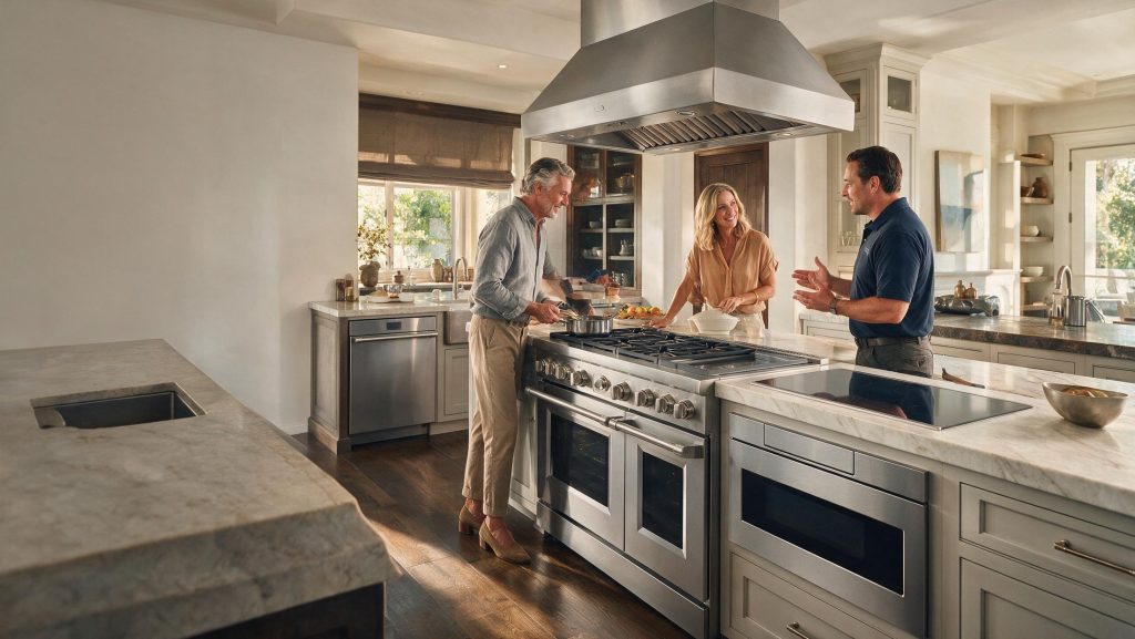Independent Wolf appliance technician working in a Los Angeles home